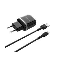 Сетевое зарядное устройство Borofone BA25A 2 USB 2.4A Micro чёрное